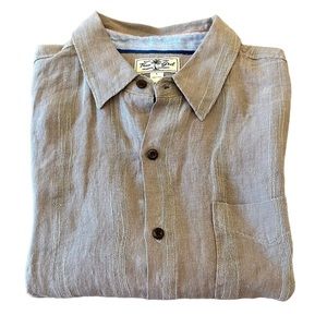 True Grit Men's Casual Button-Down Shirt in Taupe with Subtle Stitching